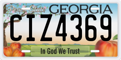 GA license plate CIZ4369