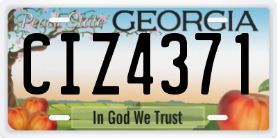 GA license plate CIZ4371