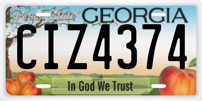 GA license plate CIZ4374