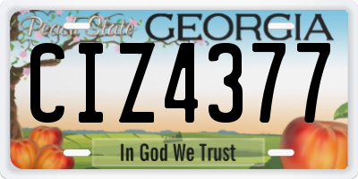 GA license plate CIZ4377