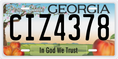 GA license plate CIZ4378