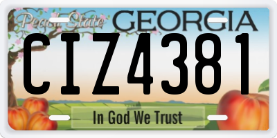 GA license plate CIZ4381