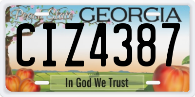 GA license plate CIZ4387