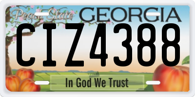 GA license plate CIZ4388