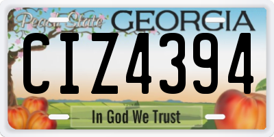 GA license plate CIZ4394