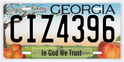 GA license plate CIZ4396