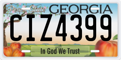 GA license plate CIZ4399