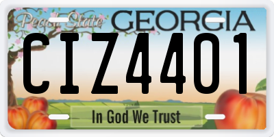 GA license plate CIZ4401