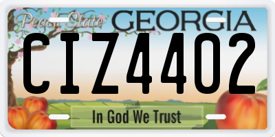 GA license plate CIZ4402