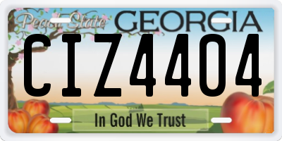 GA license plate CIZ4404