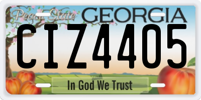 GA license plate CIZ4405