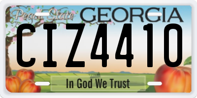 GA license plate CIZ4410