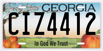 GA license plate CIZ4412