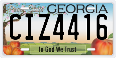 GA license plate CIZ4416