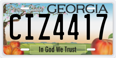 GA license plate CIZ4417