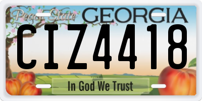 GA license plate CIZ4418