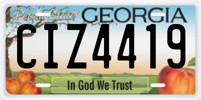 GA license plate CIZ4419