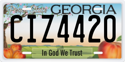 GA license plate CIZ4420