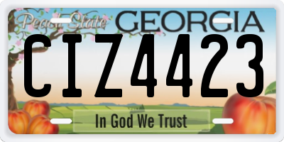 GA license plate CIZ4423