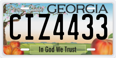 GA license plate CIZ4433