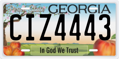GA license plate CIZ4443