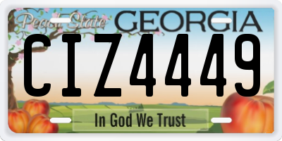 GA license plate CIZ4449
