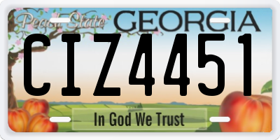 GA license plate CIZ4451