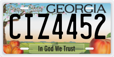 GA license plate CIZ4452