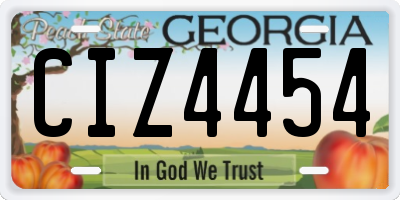 GA license plate CIZ4454