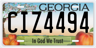 GA license plate CIZ4494