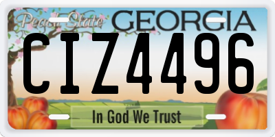 GA license plate CIZ4496