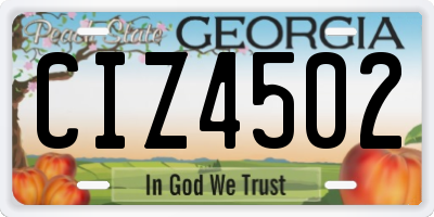 GA license plate CIZ4502
