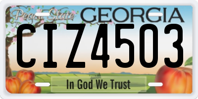 GA license plate CIZ4503