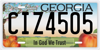 GA license plate CIZ4505