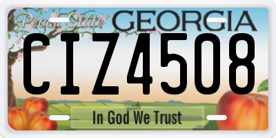 GA license plate CIZ4508