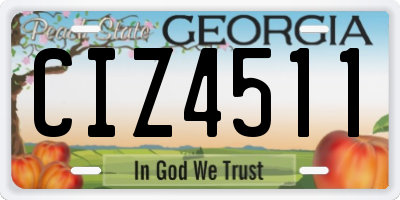 GA license plate CIZ4511