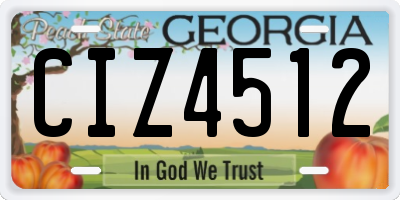 GA license plate CIZ4512