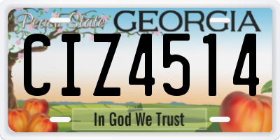 GA license plate CIZ4514