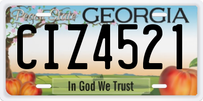 GA license plate CIZ4521
