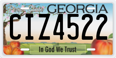 GA license plate CIZ4522