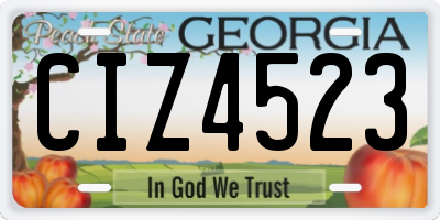 GA license plate CIZ4523
