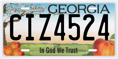 GA license plate CIZ4524