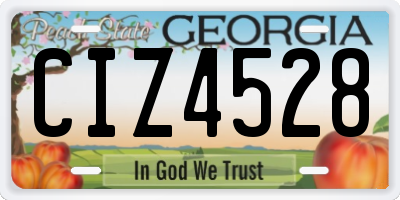 GA license plate CIZ4528