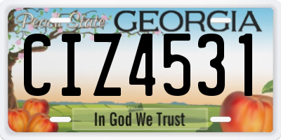 GA license plate CIZ4531