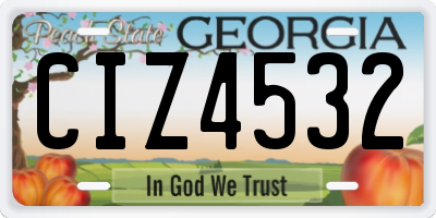 GA license plate CIZ4532