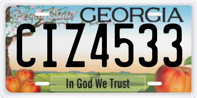 GA license plate CIZ4533