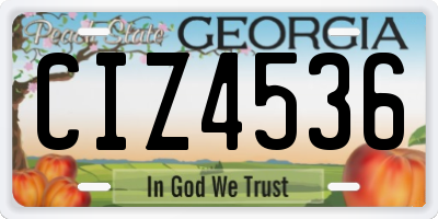 GA license plate CIZ4536