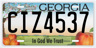 GA license plate CIZ4537