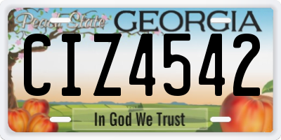 GA license plate CIZ4542