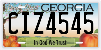 GA license plate CIZ4545